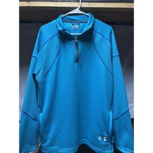 Large Men's Under Armour All Season Gear 1/4 Zip Loose Fit Blue Pullover